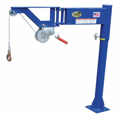 VESTIL Davit Crane: Steel, Manual, 400 lb Max. Load Capacity, 3 ft to 3 ft - Steel Davit Crane Kits with Bases