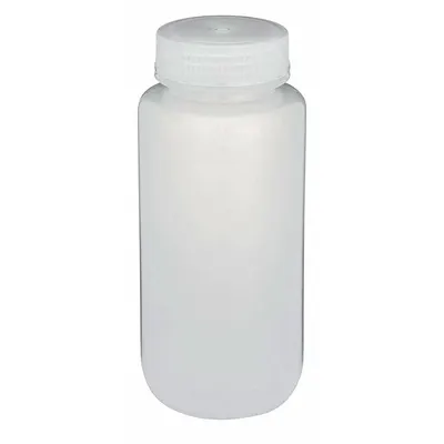 GLOBE SCIENTIFIC Sampling Bottle: Polypropylene, 500 mL, 16.9 fl oz, Closure Included - Polypropylene Wide Mouth Round Lab Bottles