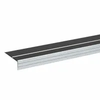 Stair Nosing: Double-Strip Grit, Aluminum, Adhesive- & Fastener-Installed, 60 in Wd, 3 in Dp, Black (MPN 333FT5)