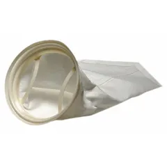Welded felt seamless filter bag, Size 1, with 10 micron rating and 80 gpm flow capacity. Maximum operating temperature 200°F. Suitable for industrial liquid filtration applications such as paint, ink, chemicals, and water treatment.