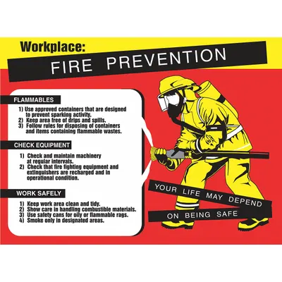 ACCUFORM Workplace: Fire Prevention - Workplace: Fire Prevention, Your Life May Depend On Being Safe Posters