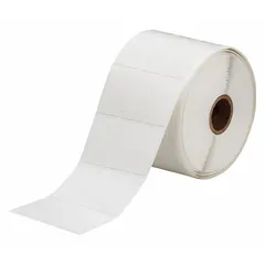 Vinyl wraparound label with black printing on white background. Measures 1 7/16 in x 13/16 in. Designed for wire gauge 6 AWG to 0 AWG. Compatible with BBP12 printer series; requires R6213 ribbon. Used for permanent identification of wires and cables in electrical panels, machinery, and control systems.