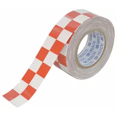 Polyester floor marking tape with a red/white checkered pattern and no legend. Used for marking aisles, hazard zones, and work areas in industrial facilities to improve safety and traffic flow.