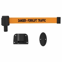BANNER STAKES Retractable Belt Barrier: Anchors/Screws, 15 ft Belt Lg, Danger Messaging, Orange (MPN PL4120)
