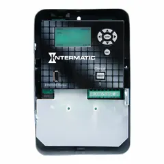 Metal-bodied digital timer switch for indoor surface mounting. Features astronomic functionality for 365-day scheduling and SPDT switching. Suitable for controlling lighting or equipment in commercial and industrial facilities.