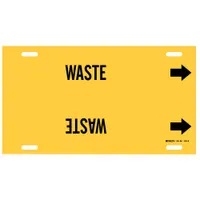 Pipe Marker: Waste, Yellow, Black, Fits 8 to 9 7/8 in Pipe O.D., 1 Pipe Markers, With Arrows (MPN 4151-G)