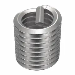 Free-running helical insert with tanged tang style for thread repair or reinforcement. Thread size 1/2"-13, right-hand coarse thread, plain finish. Made from 18-8 stainless steel with tensile strength 200,000-250,000 psi. Supplied in a 6-pack.
