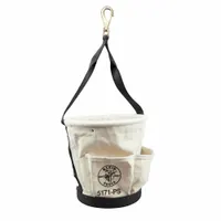 KLEIN TOOLS Bucket Bag: 12 in H, Off-White, Canvas, 4 Pockets, Open Top (MPN 5171PS)