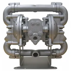 Aluminum housing air-operated double-diaphragm pump with 1 in NPT connections. Delivers 70 gpm flow and 289 ft maximum head. Features 316 stainless steel seat and Buna-N check valve. Suitable for general fluid transfer in industrial environments.