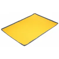 This liner is designed for use with filter berm pads to contain spills of fuels, hydrocarbons, and oils. Each pack includes four pads measuring 54 inches by 78 inches. The black and yellow color scheme provides high visibility for safety in industrial and environmental cleanup applications