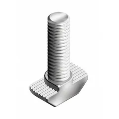 Drop-in T-slot stud for 0.4 in slot width. Steel construction with zinc-plated finish. Thread length 1 in, 5/16"-18 thread size. Compatible with Fath 15 Series and 40 Series. Sold in pack of 4. Used to create adjustable fastening points in T-slot aluminum framing for structural assemblies.