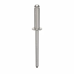 Open-end blind rivet with domed head, 0.153-inch diameter, 2-inch overall length, and 21/32-inch body length. Inch-series fastener supplied in a 500-piece pack. Used for general industrial fastening where access is limited to one side of the workpiece.