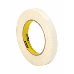 This fiberglass cloth electrical tape with rubber adhesive is rated for 600 V and provides mechanical abrasion resistance. It is used for wrapping and protecting electrical cables, motor leads, bus bars, and coil ends in industrial environments. The tape measures 60 yards in length and 5 mil in thickness.