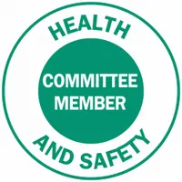 Hard Hat Label: Health & Safety Committee Member, 2 in Dia, English, Non-Reflective, 4 Labels, 4 PK (MPN 49569)