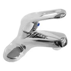 This centerset handle bathroom faucet features a die cast zinc body with a chrome finish. It has a flow rate of 1.2 gpm and includes the faucet assembly. Suitable for residential or commercial sink installations.