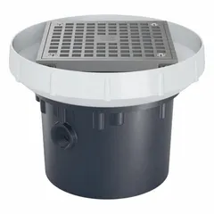 This ZURN floor drain features a 5 in grate and 4 in nominal pipe size with solvent weld PVC construction in bronze. Height adjustable design allows on-site leveling to finished floor. Suitable for surface water drainage in commercial and industrial plumbing applications.