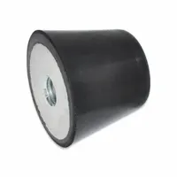 This vibration-isolating mount features a flat conical Buna-N body with a female x non-threaded style connection. It is used to reduce transmitted vibration and dampen noise from industrial machinery such as pumps, compressors, and HVAC equipment