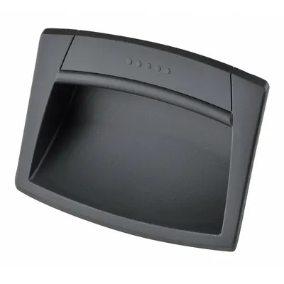 ELESA Recessed Pull Handle: Snap-In, Plastic, Black, Tray, 4.7 in Overall Lg - Angled Inset Pull Handles