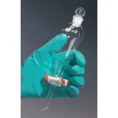 Separatory Funnel, 125 mL, Borosilicate Glass, Colorless, 22 mm Top, 10 mm Stem, 60 mm Stem Length