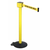 RETRACTA-BELT Barrier Post with Belt: Yellow, No Pattern, Caution Do Not Enter, 30 ft Belt Lg (MPN PM412-30YA-CAU)