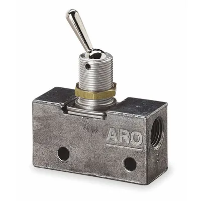 ARO Manual Air Control Valve: 200, Three-Way / Two-Position, Toggle, Gray - ARO 200 Series Manual Air Control Valves