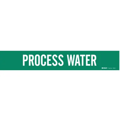 BRADY Pipe Marker: Process Water, Green, White, Fits 2 1/2 to 7 7/8 in Pipe O.D. - Process Water Adhesive Pipe Markers