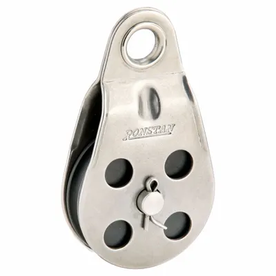 RONSTAN Pulley Block: Fixed, Pulling, 1,870 lb Working Load Limit, 1/4 in Compatible Rope Dia - Fixed-Eye Attached Pulley Blocks