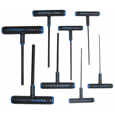 EKLIND Hex Key Set: 6 - 10 Pieces, Hex-T 6 Inch, T, Metric, Std End, Long, 8 Pieces - T-Shaped Hex Key Sets