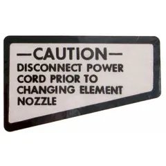 Replacement warning label for Master Appliance power tools. Provides operational warnings in English. Compatible with models 10008, 10009, and 10012.