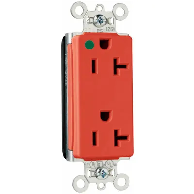 PASS & SEYMOUR Receptacle: Hospital Grade, Decorator Duplex, 5-20R, Red - General Purpose Receptacles