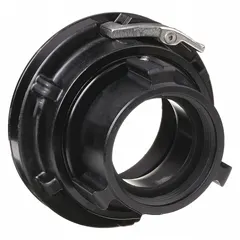 This straight aluminum adapter connects 2-1/2 in NH threaded fire hose to 4 in Storz couplings on hydrants or standpipes. Suitable for municipal firefighting, industrial fire-suppression systems, and commercial building standpipe connections.