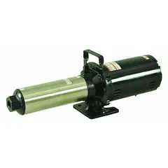 Horizontal booster pump for pressure boosting in water systems. Operates on 230V AC three-phase power with an open drip-proof (ODP) enclosure. Delivers a best efficiency flow of 21 gpm and a shut-off pressure of 172 psi.