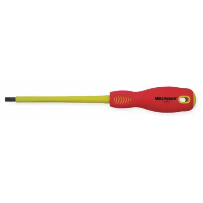 WESTWARD Insulated Slotted Screwdriver: 7/32 in Tip Size, Long Lg, 9 in Overall Lg - Insulated Slotted Screwdrivers