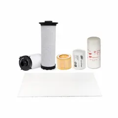 This filter kit includes a pre-filter, oil filter, and air filter for routine maintenance of air compressors. It removes contaminants from intake air and lubricating oil to support reliable operation. Suitable for use with compatible compressor models.