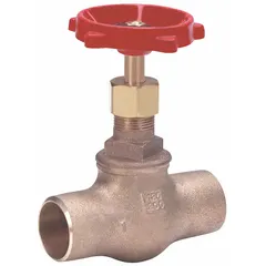 Bronze Z-body globe valve with rising stem for general service. Female connections, 3/8 in pipe size. Suitable for flow regulation in gas, oil, steam, and water systems.