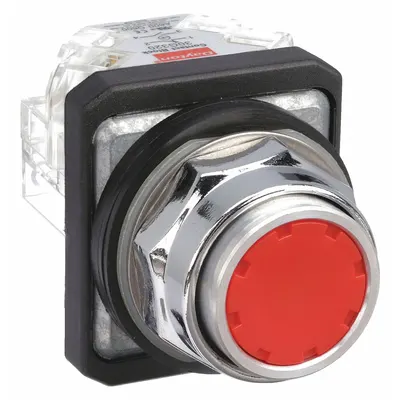 Dayton Flush Push Button Operator: Non-Illuminated, Flush Profile, Metallic, 30 mm - Flush-Mount Push Buttons
