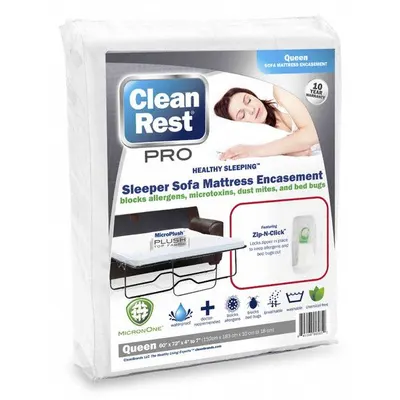 CLEANREST Mattress Encasement, Queen, 72x60 in, White, 3.39 oz - Mattress Encasements