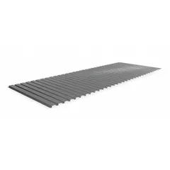 Set of 8 ribbed steel decking panels for bulk rack systems. Each panel measures 96 x 36 x 9/16 in, constructed from 22 ga steel with a powder-coated Industrial Gray finish. Supports up to 4,150 lb per set, providing a sturdy surface for palletized or loose loads in warehouse storage.