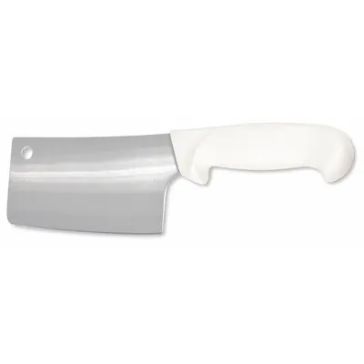 CRESTWARE KN60 Cleaver, 6 in Overall, Steel Blade, White Polypropylene Handle - Cleavers
