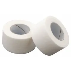 This bulk 72-pack of MEDSOURCE paper tape provides 2-inch-wide, 10-yard rolls in white. The non-elastic, adhesive paper is latex-free and not water resistant, meeting FDA standards for general-purpose first aid taping. Suitable for securing dressings and lightweight medical devices.