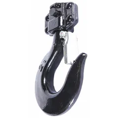 This bottom hook assembly is a replacement component for manual chain hoists. It attaches to the hoist's load chain to suspend and secure loads up to 4,000 lb. Includes a safety latch to prevent accidental disconnection during lifting operations.