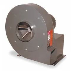 This high-pressure direct-drive blower includes a drive pack for 3,450 RPM fan speed. It features a 7-3/4 inch wheel and a totally enclosed motor. Operates on 115/208-230V AC nominal voltage. Suitable for industrial ventilation, material handling, and dust collection systems requiring consistent static pressure.
