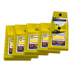 This 5-pack of checklist caddy kits is designed to hold maintenance and inspection logs for electric pallet trucks. Each caddy provides a convenient location for documenting daily checks, supporting routine safety inspections in warehouse and industrial environments. Compatible with manufacturer model number 70-1078-CP.