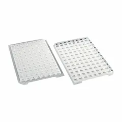 White silicone sealing mat for 96-well plates, with + opening and 8.4 mm well opening size. Provides a leak-proof seal to prevent evaporation and contamination. Suitable for high-throughput screening and sample storage.
