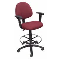 BOSS Drafting Chair: Red, Fabric Material, Adj Arms Arm, 18 1/2 in Seat Wd, 17 in Seat Dp (MPN B1616-BY)