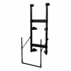 Steel rack frame in black finish, measuring 27 5/16 inches wide by 21 inches deep by 70 inches high. Designed for vertical storage of tool boxes and accessories in workshops, garages, and job sites. Sold without shelves.