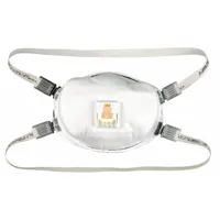This N100-rated disposable respirator features a molded design with an exhalation valve to reduce heat buildup. It includes a dual adjustable headstrap, metal nose clip, and comfort face seal. Suitable for protection against non-oil-based particulates in environments such as machining, welding, and material handling