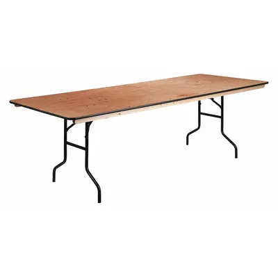 FLASH FURNITURE Folding Table: Rectangle Table Shape, Natural Tabletop, 36 in Dp, 96 in Wd - Standard Folding Tables