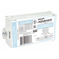 This programmed rapid start electronic ballast supports 1 or 2 CFT26 compact fluorescent lamps. It operates on 120 to 277V AC and accommodates 32 W to 42 W bulb wattage. The ballast has a 4 1/4 in overall length and is suitable for commercial lighting fixtures requiring compact fluorescent lamp control.