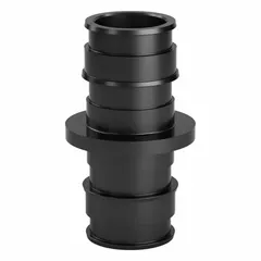 This ZURN coupling is a barbed polymer tube fitting designed for joining PEX tubing using the expansion connection method. It accommodates two 39/64 in inner diameter lines with a 3/4 in pipe size, suitable for plumbing and hydronic heating systems.